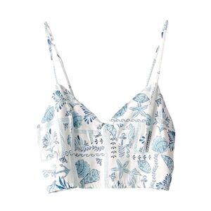 Midnight Sky Linen Blend Beach Crop Top Small